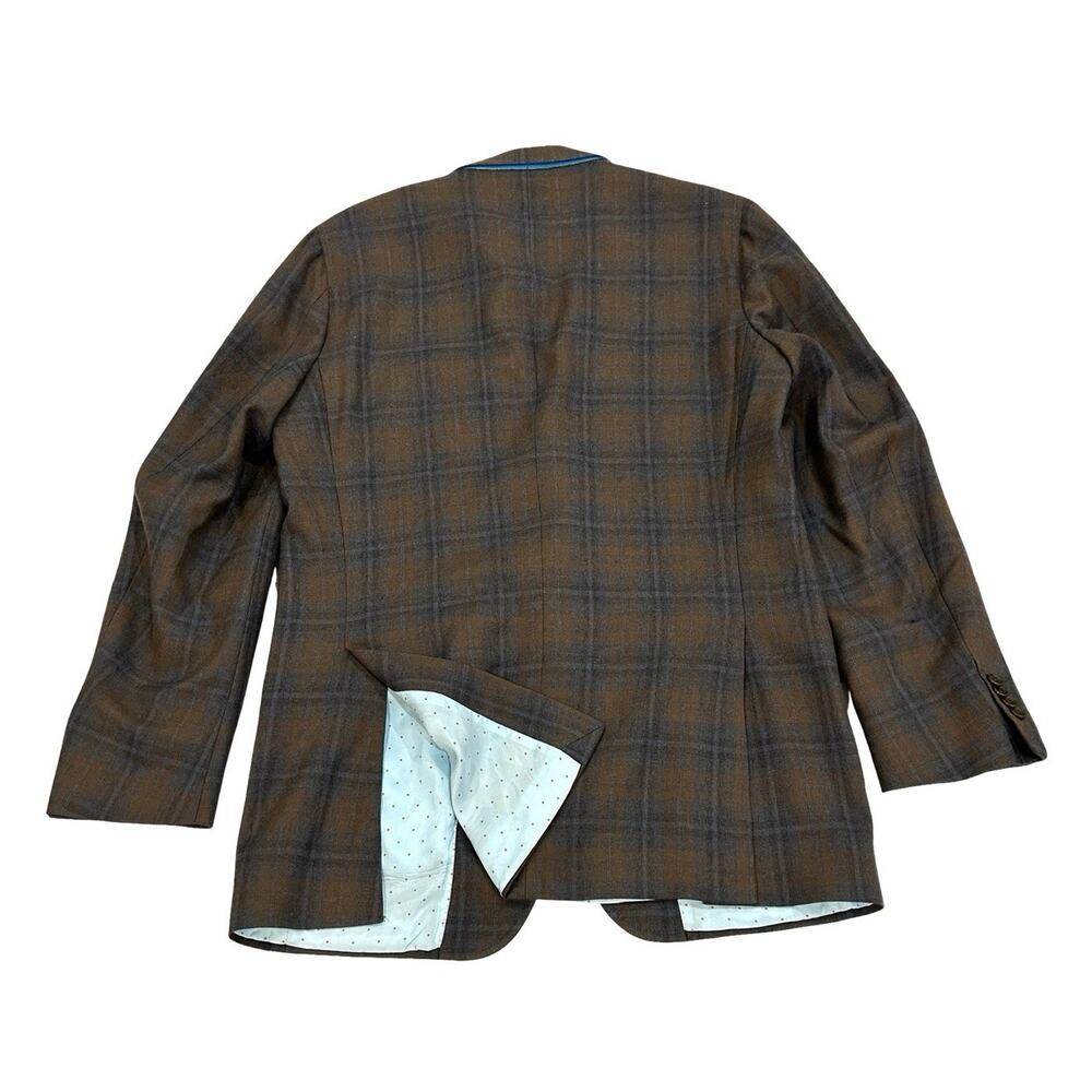 Kuhlman Cashmere Blazer Jacket Mens 50L-US 40L Brown & Gray Plaid Italian Tweed - Picture 2 of 11